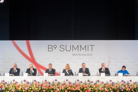 Presidents from the B9 group attend a summit in Bratislava on June 6, 2023.