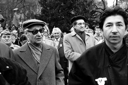 Alexander Dubček, left, during the November 1989 Velvet Revolution.