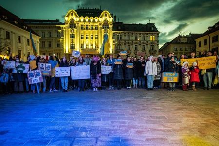 Protest against the war and in support of Ukraine in Bratislava. 