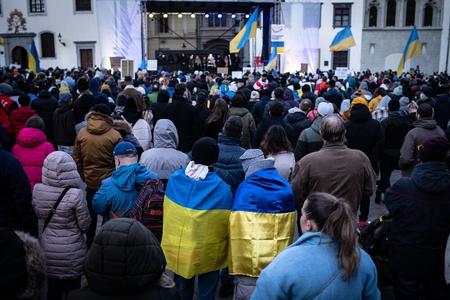 Protest against the war and in support of Ukraine in Bratislava. 