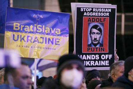 Some of the banners at the protest.
