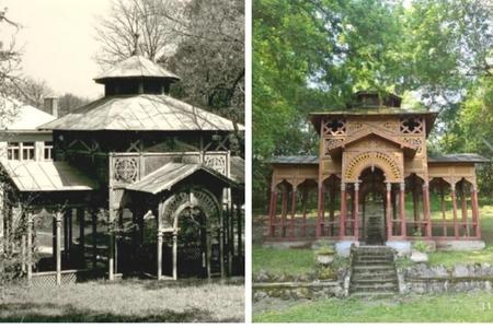 Santovka's pavilion, then and now.