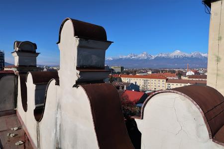 A view of the High Tatras from the Renaissance bell tower in Poprad on November 30, 2022.