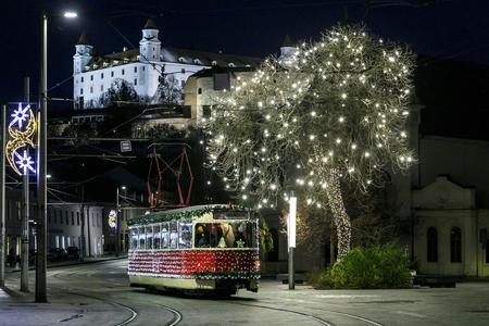 The Christmas tram in Bratislava.