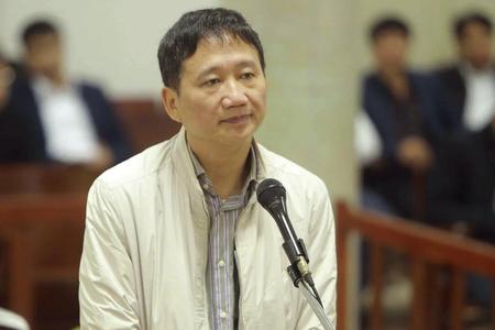 Vietnamese businessman and former Communist Party member Trinh Xuan Thanh stands during a court hearing in Hanoi, Vietnam, on January 24, 2018.