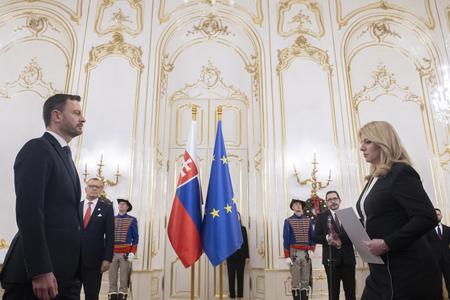 President Zuzana Čaputová removes Eduard Heger's government from power at the Presidential Palace on December 16, 2022, after it lost a no-confidence vote on Thursday night.