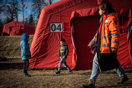 Emergency camp for refugees from Ukraine in the eastern-Slovak town of Humenné. 