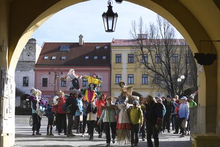 Prešov locals are walking with Morenas in their hands to welcome spring on March 27, 2022. Burning a Morena - a Slavic goddess of winter and death - and throwing her into water is an old tradition that has been preserved to date in Slovakia. 