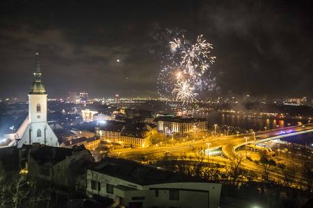 New Year's Eve fireworks in Bratislava.