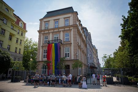 A rainbow flag in Bratislava.