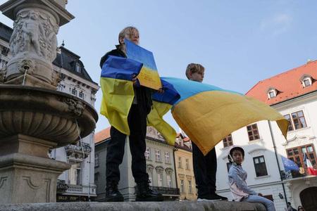 Мітинг на Головній площі Братислави до Дня захисника України, 16 жовтня.