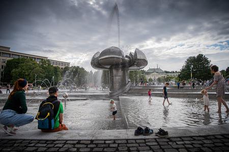 The Družba fountain has become an attraction for Bratislavans since its relaunch in June. 