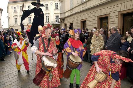 Carnival parade in Bratislava's streets.