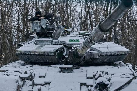 A Ukrainian tank pictured near Bakhmut, Donetsk Region.