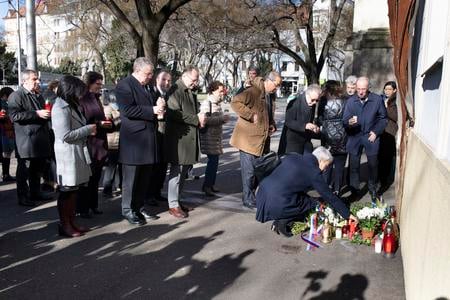Diplomats in Slovakia honour the Slovak murdered journalist Ján Kuciak and his fiancée Martina Kušnírová on February 21, 2023.