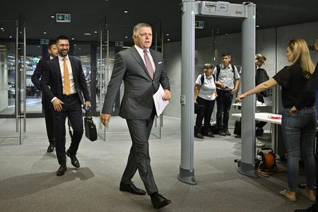 Former three-time PM and Smer leader Robert Fico arrives at a special parliamentary session at the Bratislava Castle on September 7, 2023.