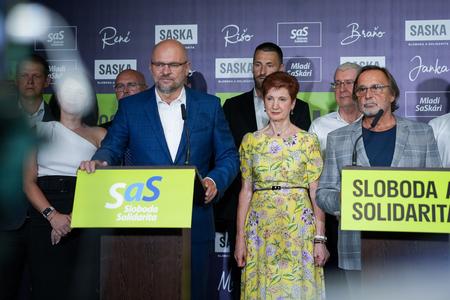 SaS leader Richard Sulík during a press conference on August 24, 2023.