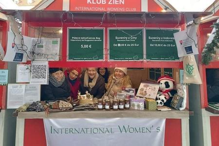 IWCB kiosk at the Christmas Market at Hlavné Námestie in Bratislava.