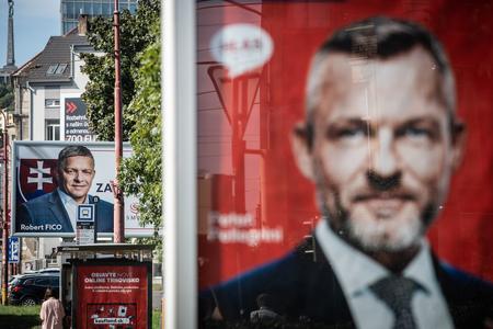 Peter Pellegrini and Robert Fico on billboards.