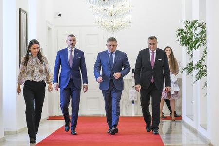 From left: Peter Pellegrini (Hlas), Robert Fico (Smer), Andrej Danko (SNS).