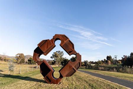Lubo Mikle's artwork F.E.H. on display in Adelong, Australia.