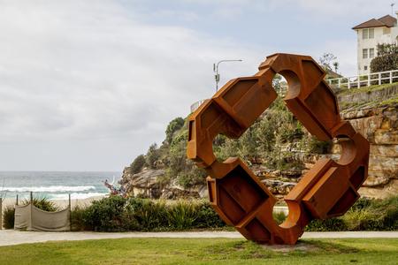 Lubo Mikle's F.E.H. installation on display by the sea in Australia.