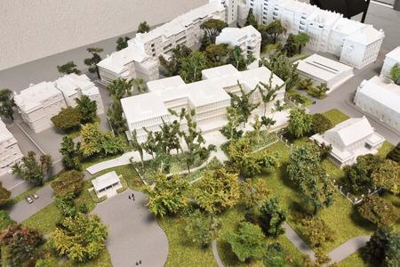 The model of the winning proposal for a new Government Office building.