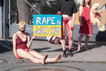 A Ukrainian artist who poses naked in public, in part thanks to her Slovak experience