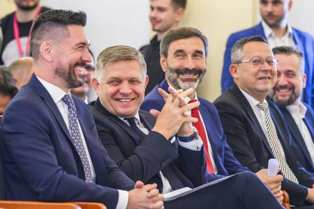 From left to right: Richard Takáč, Smer leader Robert Fico, Juraj Blanár, Ladislav Kamenický and Ľuboš Blaha.