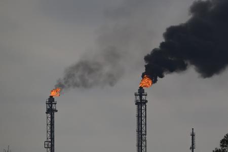 Smoke from Slovnaft refinery towers on October 19, 2023.