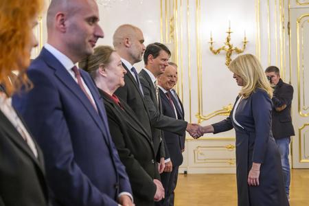 President Zuzana Čaputová thanks members of the technocratic government for their service in the past five months on October 24, 2023.