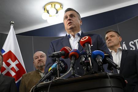 SNS leader Andrej Danko during a press conference on October 24, 2023. 