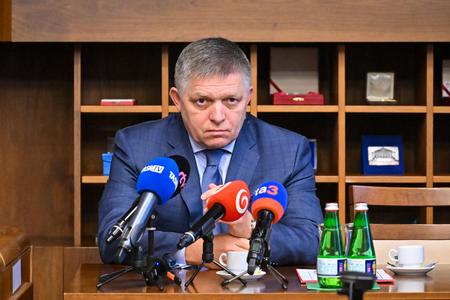 Robert Fico, pictured attending the second session of the European Affairs Parliamentary Committee in Bratislava on October 26, 2023.