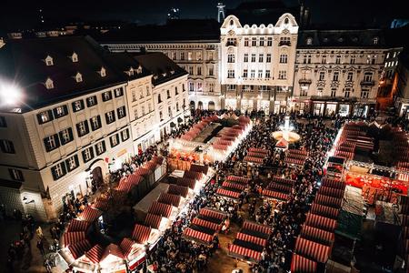 View on the Bratislava Christmas Market from the Old Town Hall.