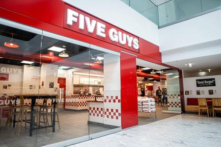 A Five Guys restaurant in the Millennium City shopping mall in Vienna, Austria.