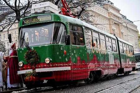 The Christmas tram in Bratislava.
