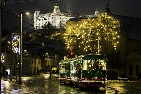 The Christmas tram in Bratislava.
