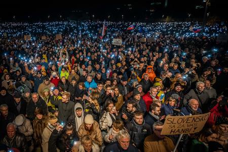 More than 10,000 people gathered to protest against government in Bratislava on Tuesday, December 12.