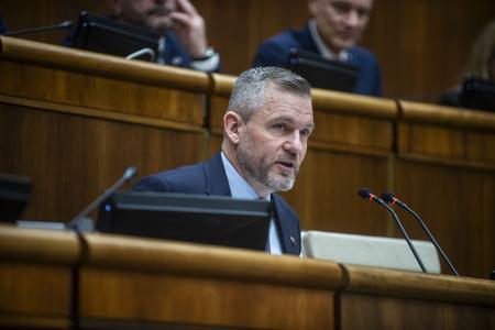 Speaker and Hlas party leader Peter Pellegrini chairs a parliamentary session on January 8, 2023.