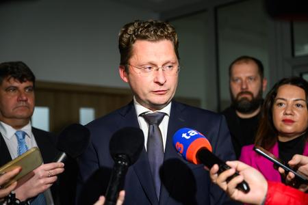 Chair of the Medical Trade Union Association (LOZ) Peter Visolajský after a meeting with Health Minister Kamil Šaško (Hlas) in Bratislava on October 14, 2024.