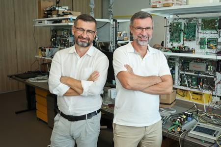 Štefan (left) and Peter Marčák from the Telegrafia company.
