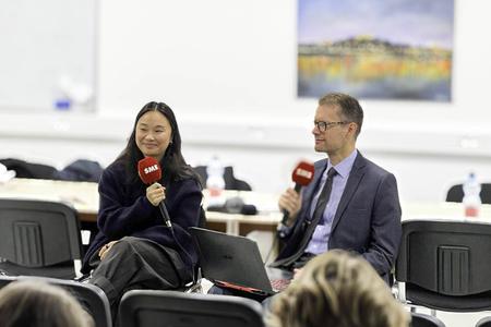 Kvet Nguyen with The Slovak Spectator moderator James Thomson.