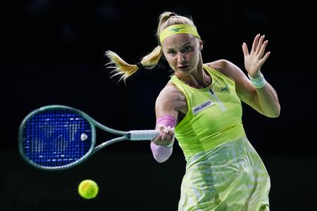 Slovak tennis player Rebecca Šramková during her match with Australian Ajla Tomljanovic.