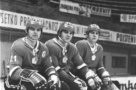 An archive image of Šťastný brothers; from left Marian, Peter and Anton.