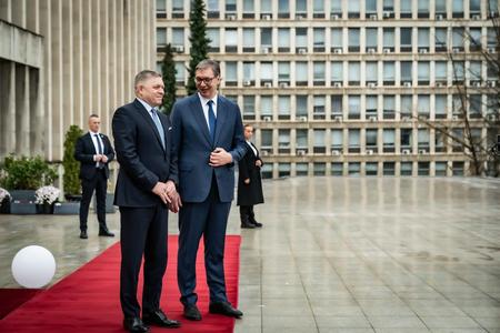 PM Robert Fico and Serbian President Aleksandar Vučić in Belgrade, Serbia, on Thursday, November 21, 2024.