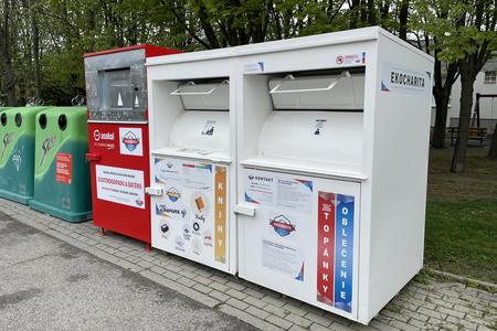 Containers for used clothing.