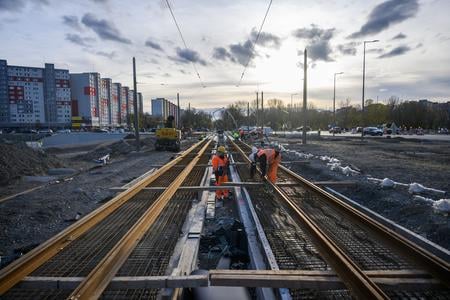 Work on the tram extension in Petržalka.