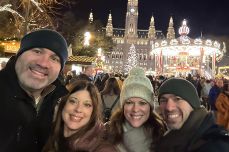 Denise St. Peter feeling festive with the visiting family members (second from the right)