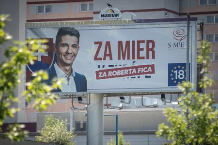 Erik Kaliňák, then a Smer party MP, is pictured on a billboard before the 2024 European Parliament elections. He is now an MEP.