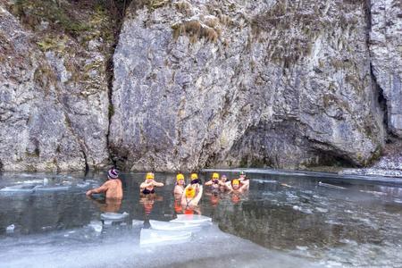 Members of the Pstruhy Slovenského Raja winter swimming club. 
